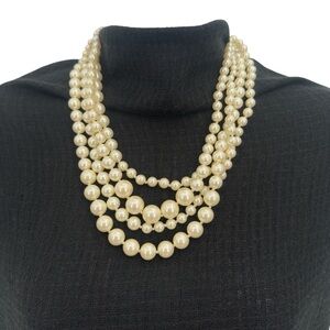 J.Crew Four Strand Faux Pearl Ivory Twisted Hammock Necklace
